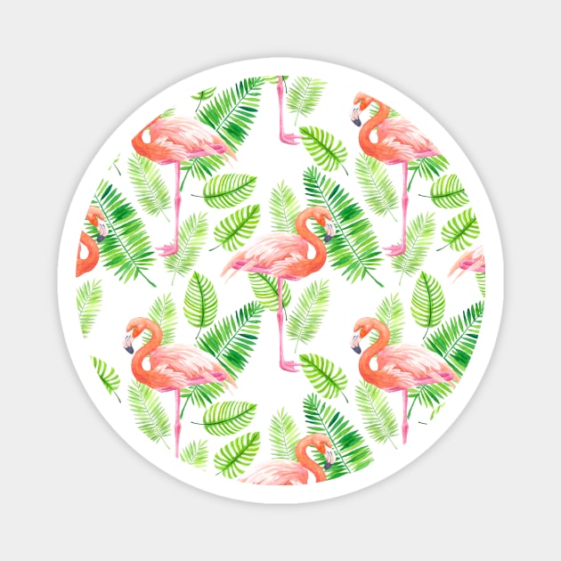 Flamingos and tropical leaves Magnet by katerinamk